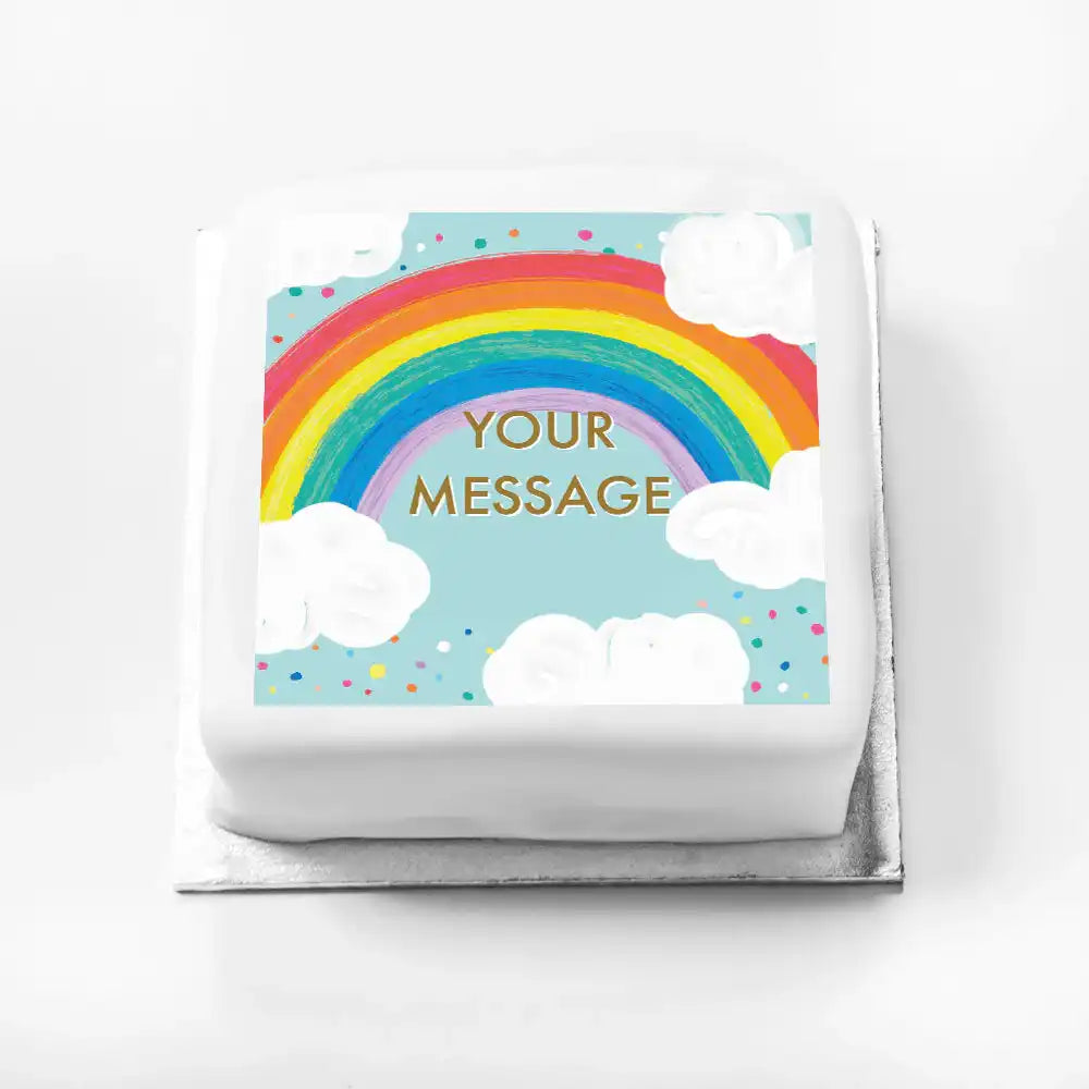 Personalised Slogan Gift Cake – Rainbow Blue Your Own Message Without Name Personalised Cake