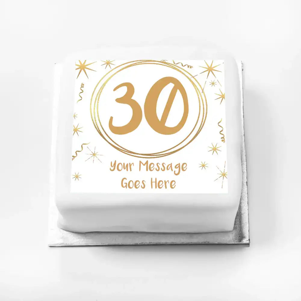 Personalised Message Gift Cake – Any Age White & Gold Birthday Message only Personalised Gift Cake