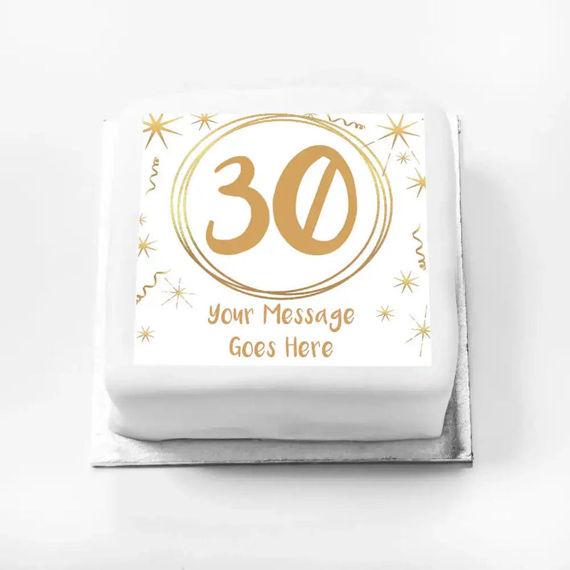 Personalised Message Gift Cake – Any Age White & Gold Birthday Message only Personalised Gift Cake
