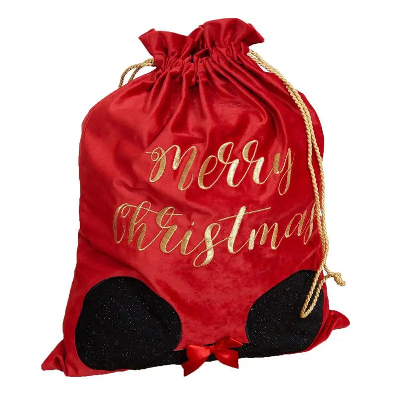 Personalised Disney Minnie Mouse Luxury Red Velvet Christmas Gift Sack Bundles of Joy