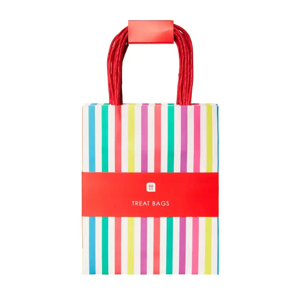 Colourful Striped Paper Party Bags (x8) Kids Party