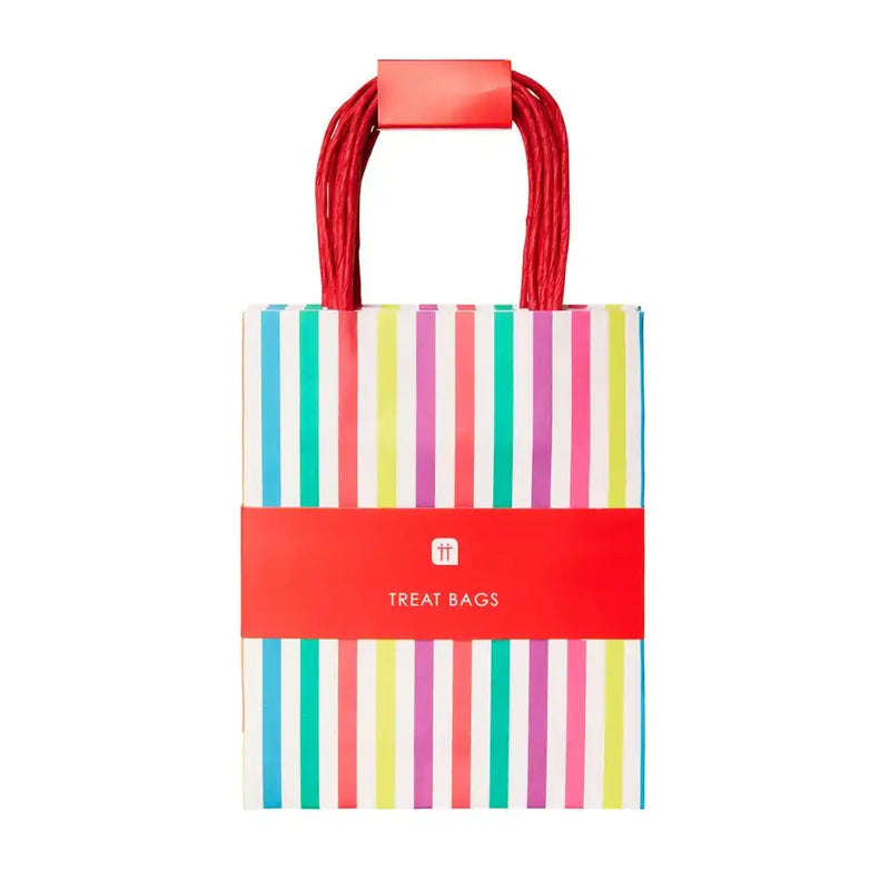 Colourful Striped Paper Party Bags (x8) Kids Party