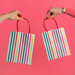 Colourful Striped Paper Party Bags (x8)