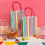 Colourful Striped Paper Party Bags (x8)