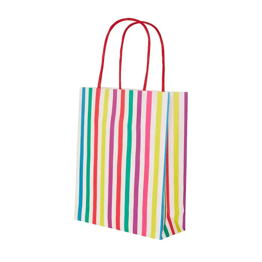 Colourful Striped Paper Party Bags (x8) Kids Party
