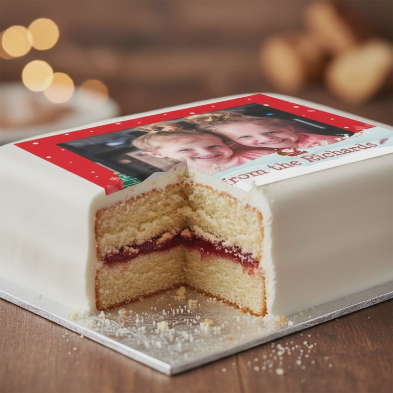 Personalised Photo Cake - Traditional Christmas