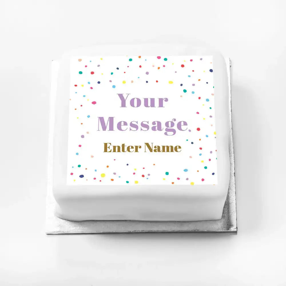 Personalised Slogan Gift Cake – Pastel Dots Your Own Message With Name Personalised Cake