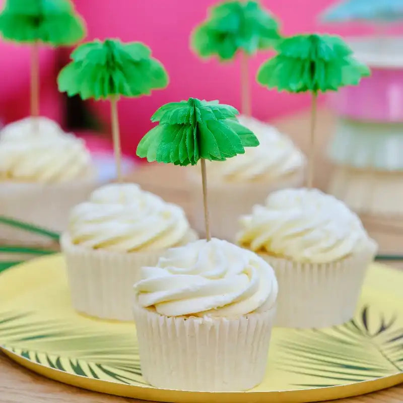 Hawaiian Honeycomb Palm Trees Cupcake Toppers Summer