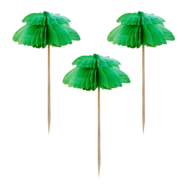 Hawaiian Honeycomb Palm Trees Cupcake Toppers