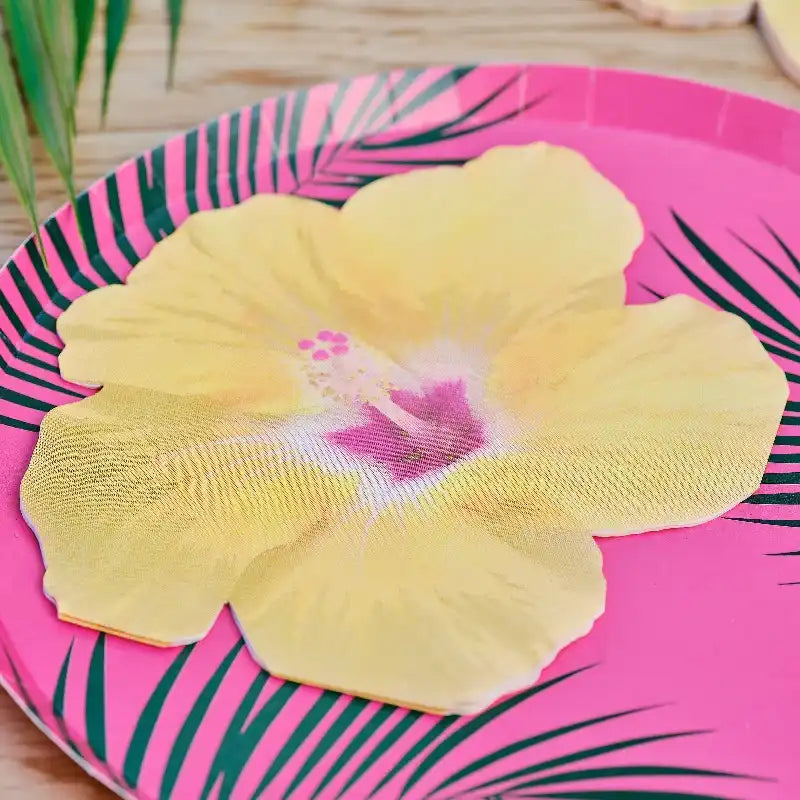 Hawaiian Tiki Tropical Flower Paper Party Napkins (x16) Summer