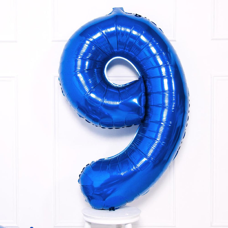 Supershape Blue 34" Helium Balloon Number 9