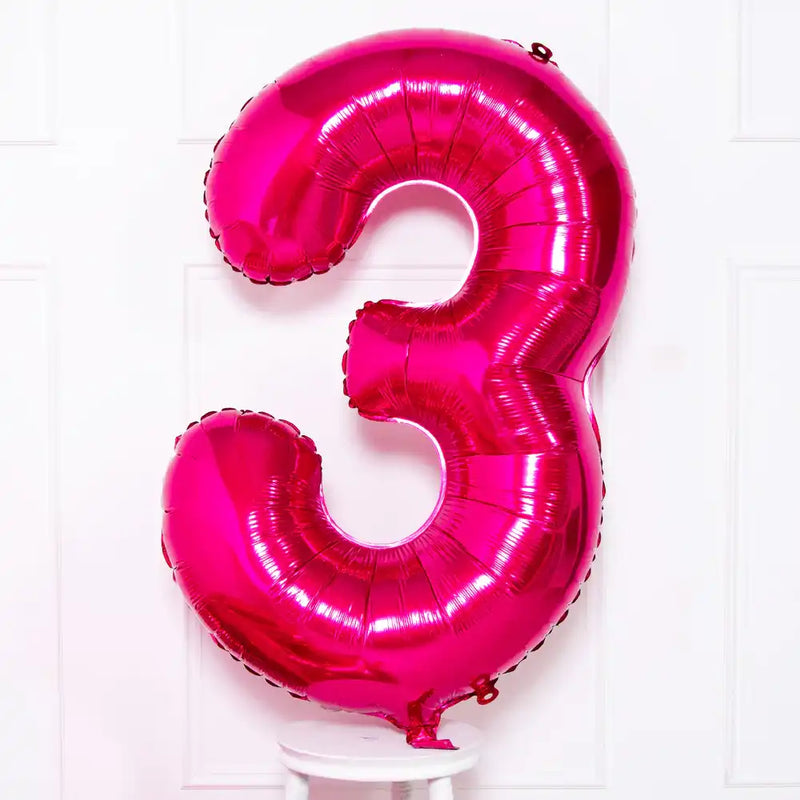 Supershape Pink 34" Helium Balloon Number 3 General Party