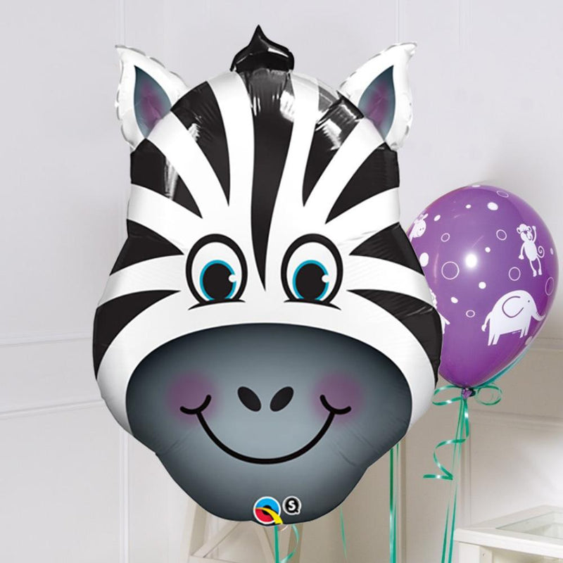 Supershape Smiling Zebra Helium Balloon 32”
