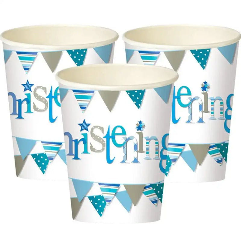 Christening Blue Bunting Party Cups (x8) Christening
