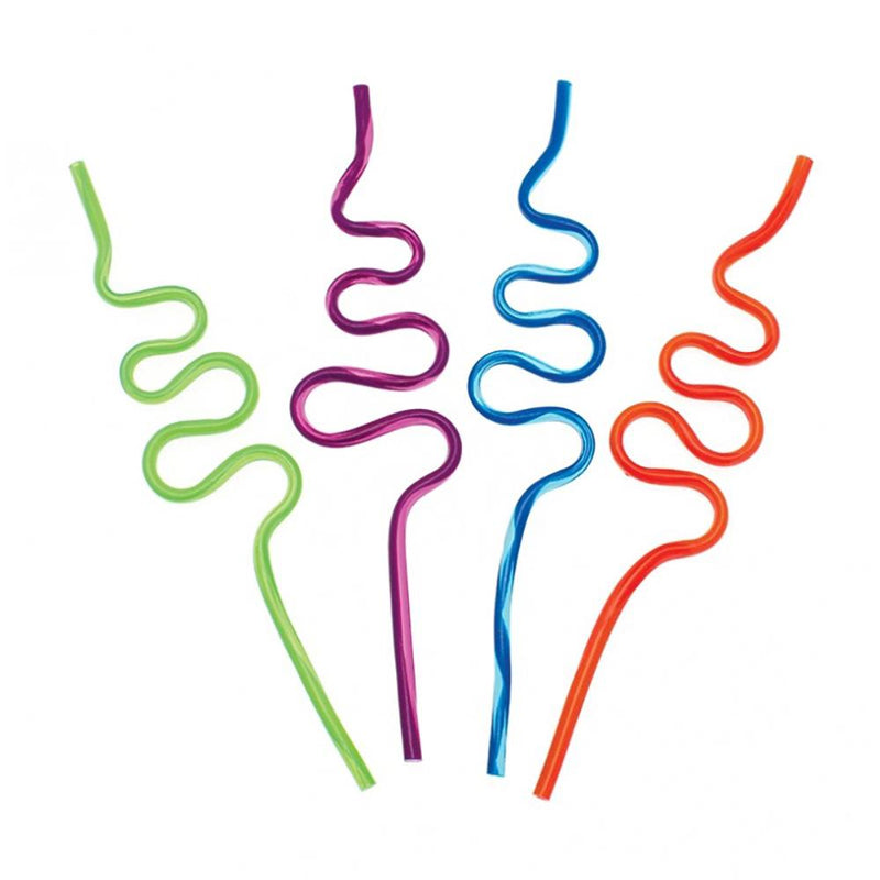 A set of 4 wiggly straws in different colours
