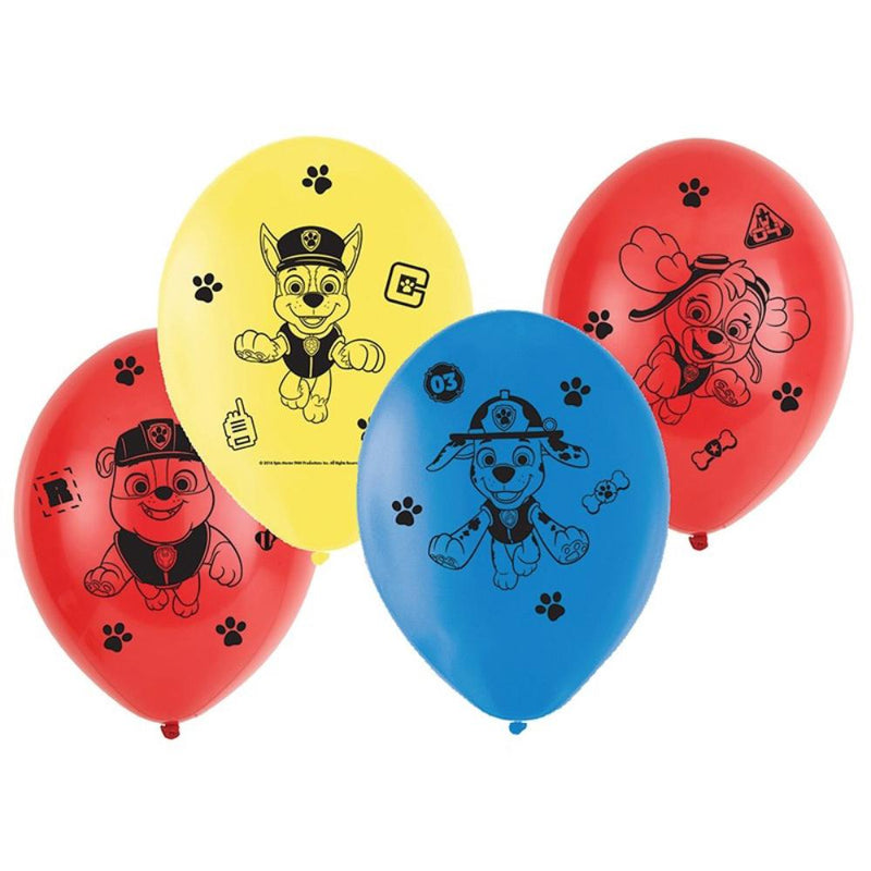 4 paw patrol-themed latex party balloons