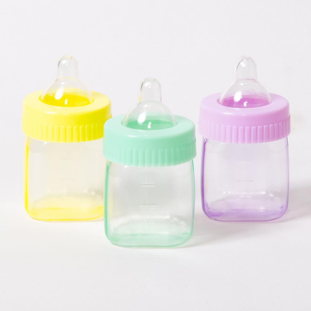 Baby Bottle Fillable Multi-Coloured (x6) Baby Shower