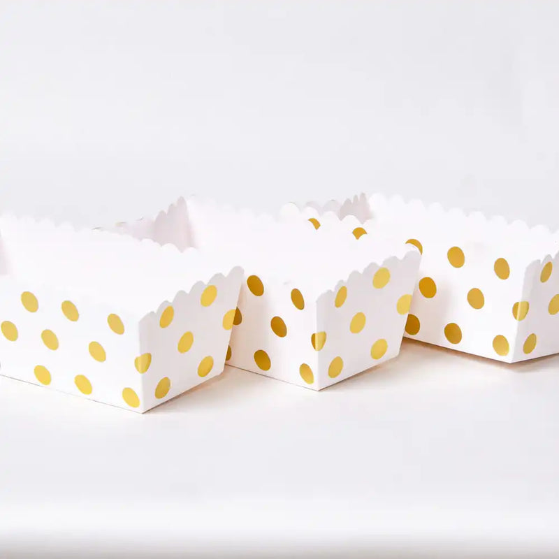 Pick and Mix Gold Metallic Polka Food Trays DISCON