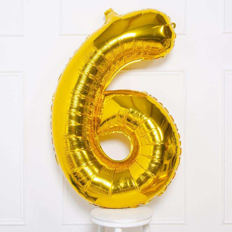 Supershape Gold 34" Helium Balloon Number 6 General Party
