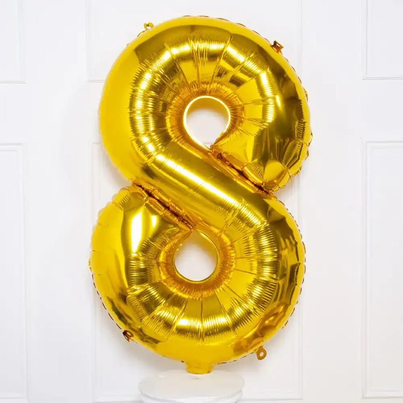 Supershape Gold 34" Helium Balloon Number 8 General Party
