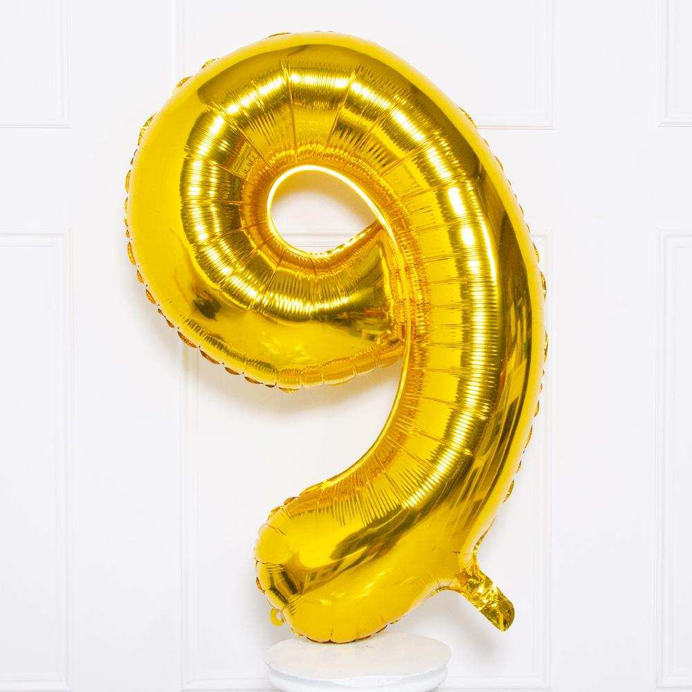 Supershape Gold 34" Helium Balloon Number 9 General Party