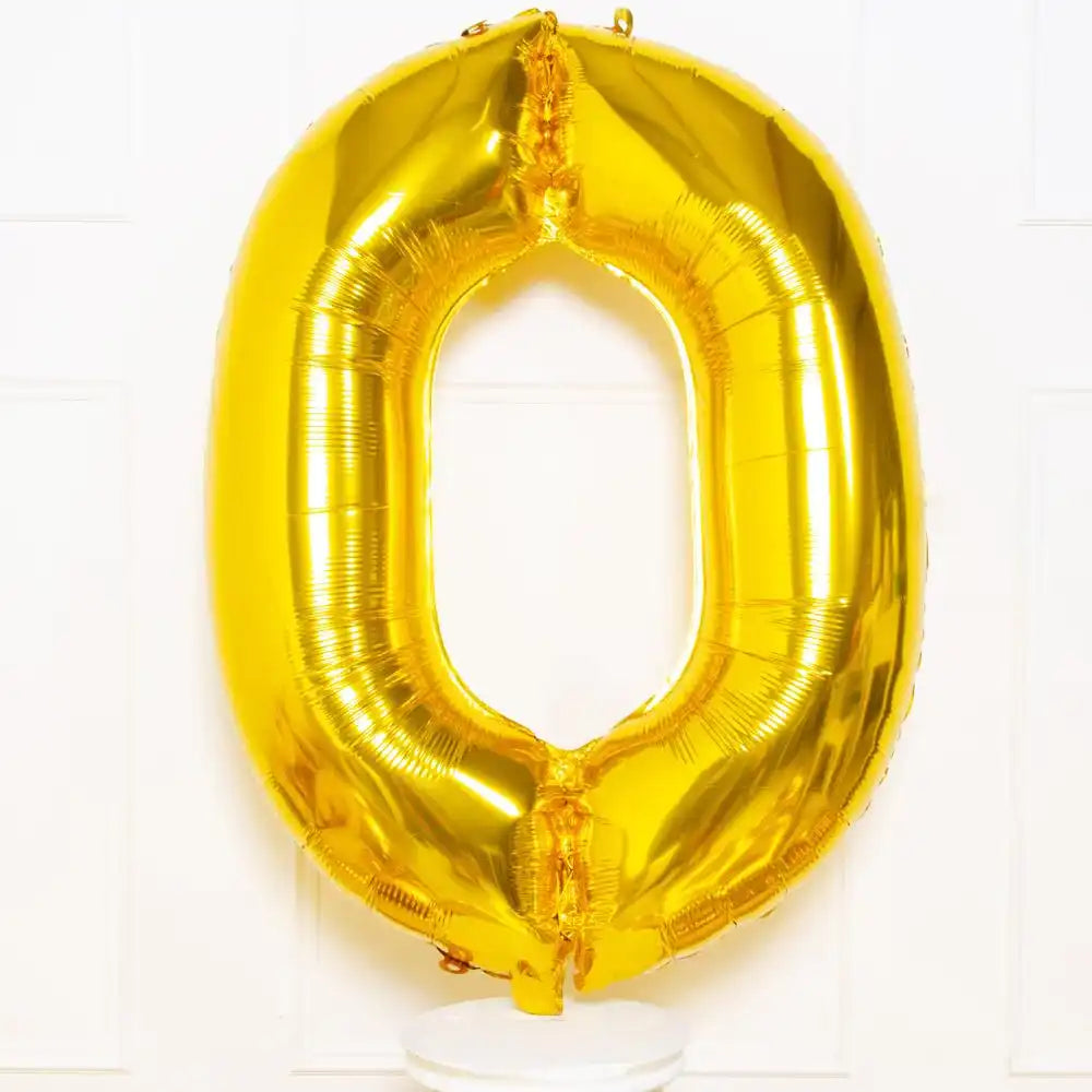 Supershape Gold 34" Helium Balloon Number 0 General Party
