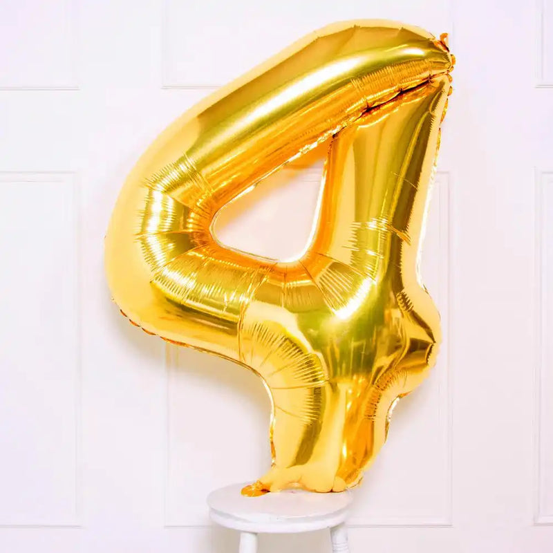 Supershape Gold 34" Helium Balloon Number 4 General Party