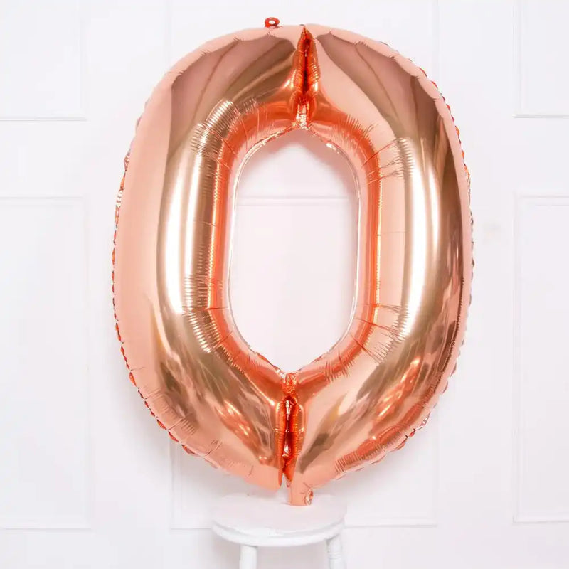 Supershape Rose Gold 34" Helium Balloon Number 0 General Party