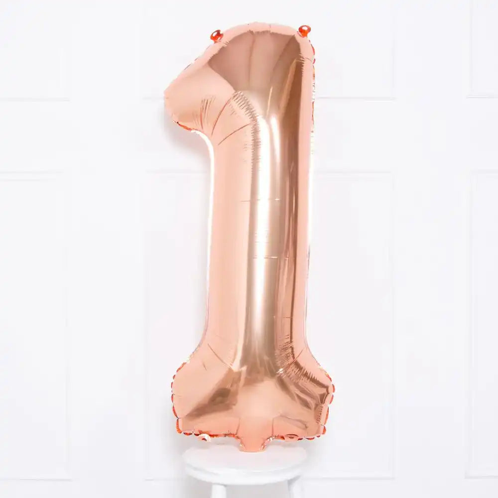 Supershape Rose Gold 34" Helium Balloon Number 1 General Party
