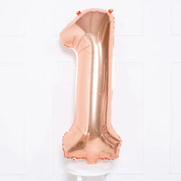 Supershape Rose Gold 34" Helium Balloon Number 1 General Party