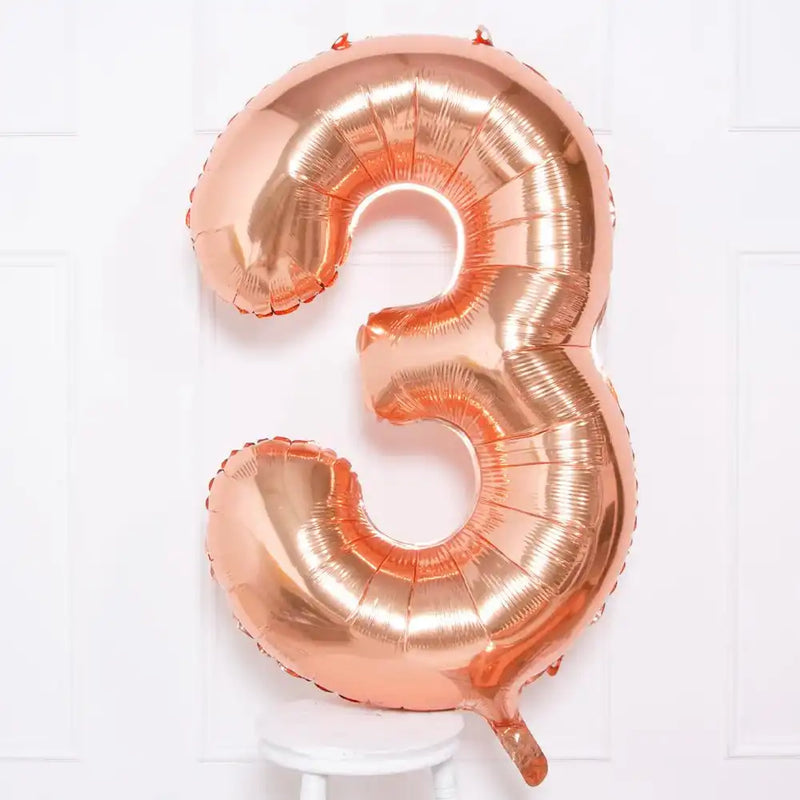 Supershape Rose Gold 34" Helium Balloon Number 3 General Party