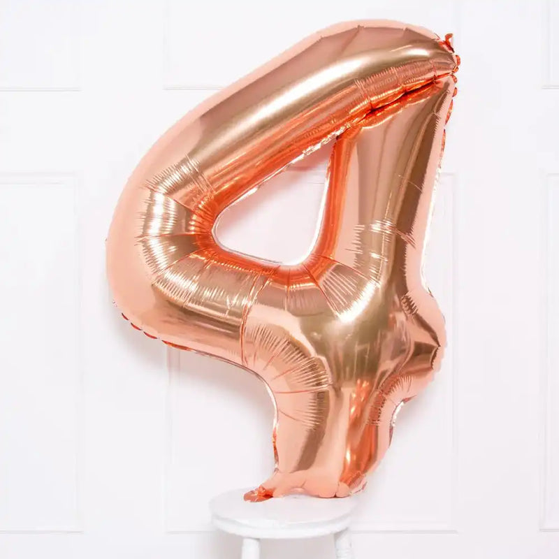 Supershape Rose Gold 34" Helium Balloon Number 4 General Party