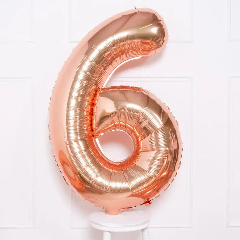 Supershape Rose Gold 34" Helium Balloon Number 6 General Party