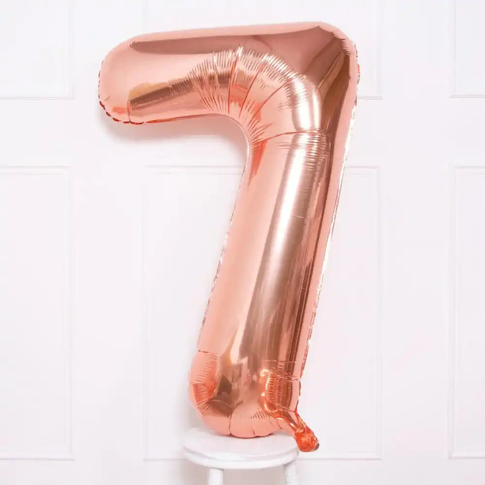 Supershape Rose Gold 34" Helium Balloon Number 7 General Party