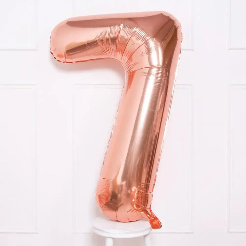 Supershape Rose Gold 34" Helium Balloon Number 7 General Party