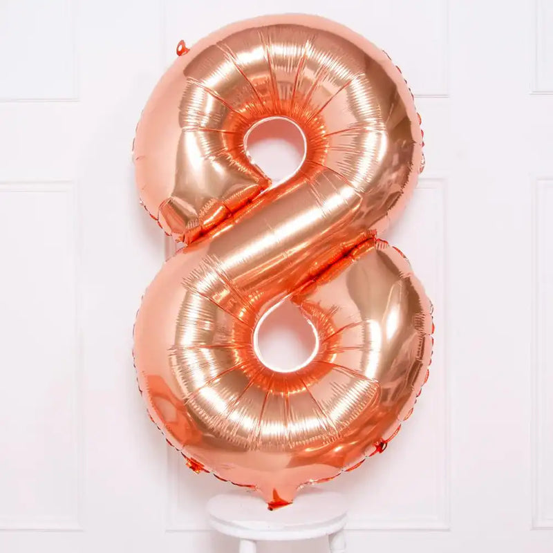 Supershape Rose Gold 34" Helium Balloon Number 8 General Party