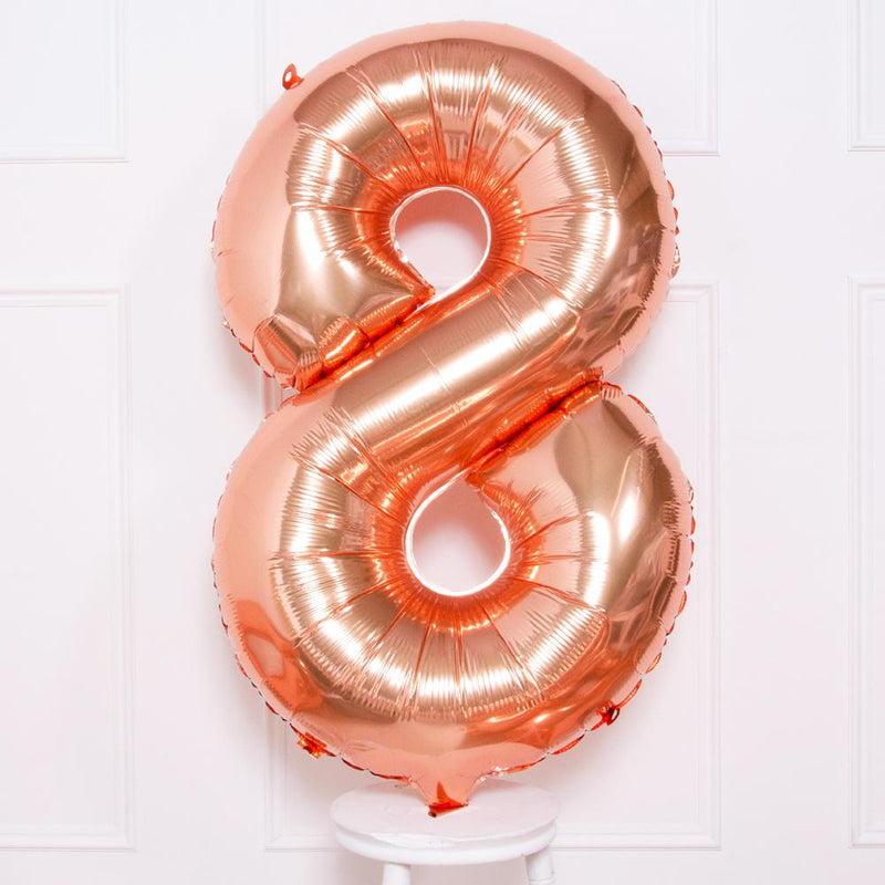 Supershape Rose Gold 34" Helium Balloon Number 8