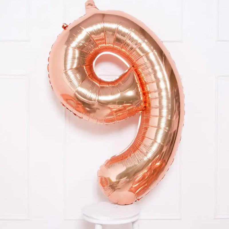 Supershape Rose Gold 34" Helium Balloon Number 9 General Party