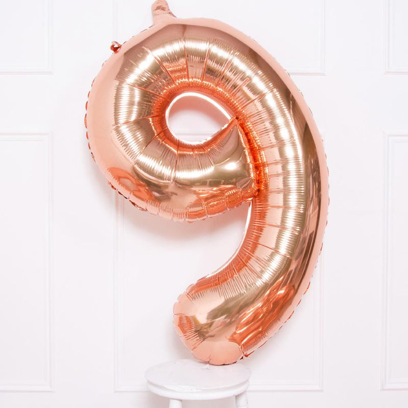 Supershape Rose Gold 34" Helium Balloon Number 9