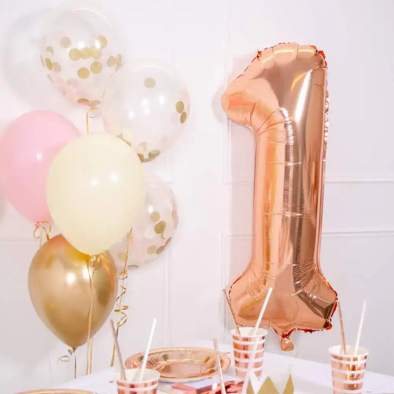 Supershape Rose Gold 34" Helium Balloon Number 1 General Party
