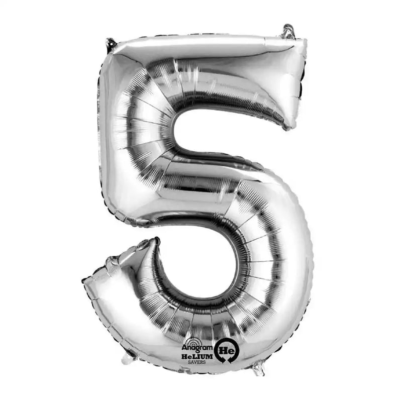 Air-Fill Silver 16" Number Party Balloon 5 General Party