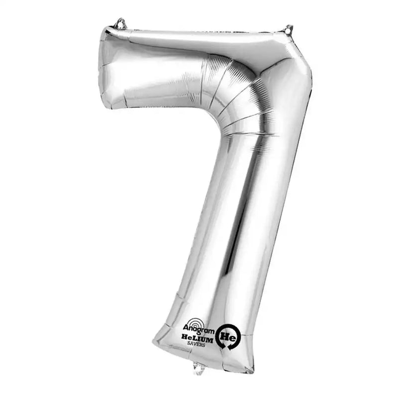 Air-Fill Silver 16" Number Party Balloon 7 General Party