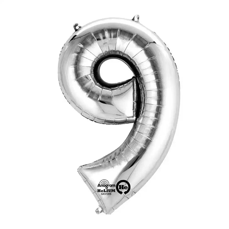 Air-Fill Silver 16" Number Party Balloon 9 General Party