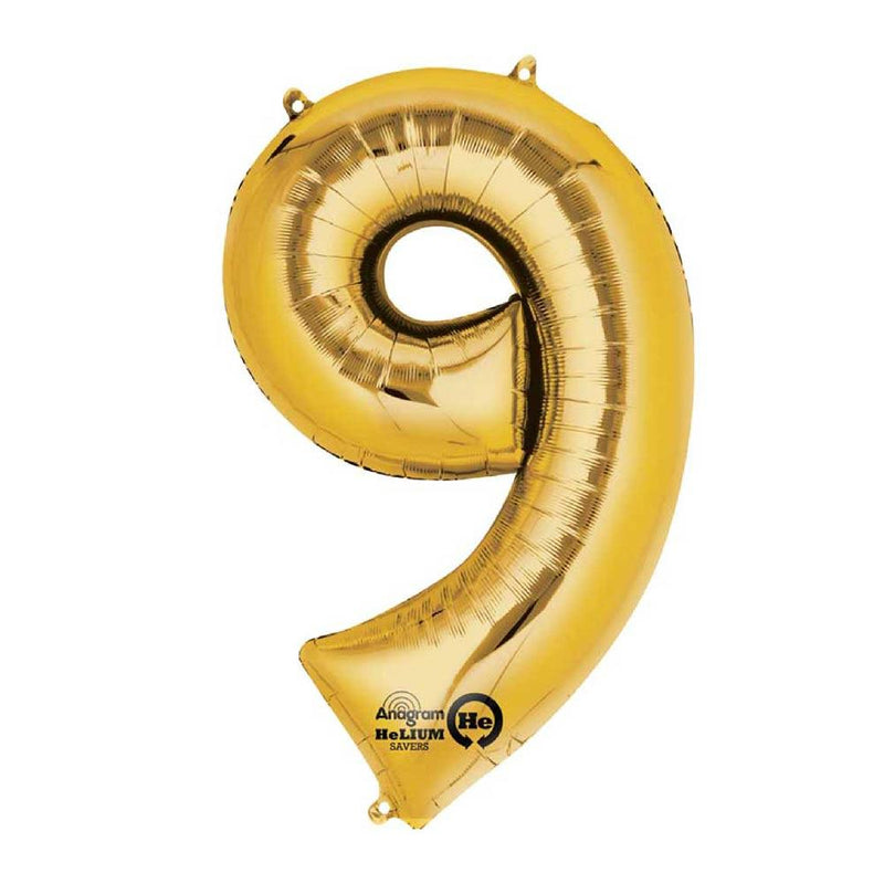 Air-Fill Gold 16" Number Party Balloon 9
