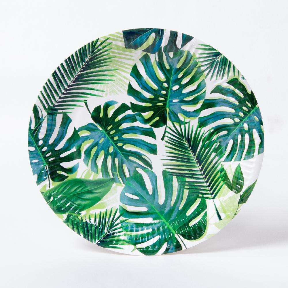 Palm Leaf Paper Party Plates (x8) Summer