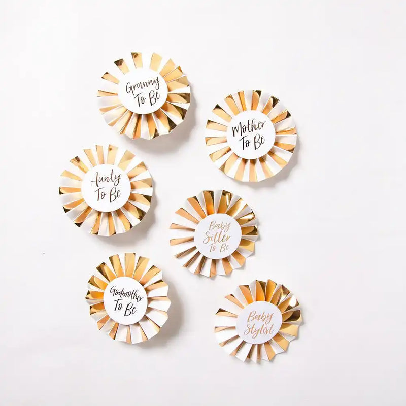 Oh Baby! Gold Party Badge Kit (x6) Baby Shower