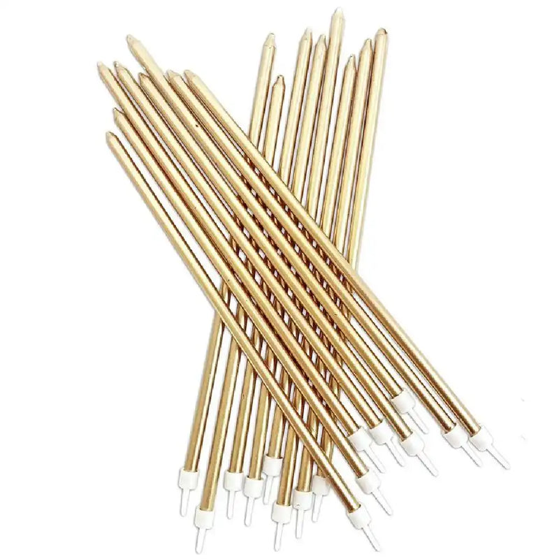 Tall Metallic Candles Gold (x16) General Party