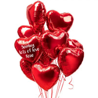 A Dozen Red Heart Personalised Balloons in a Box Personalised Balloons