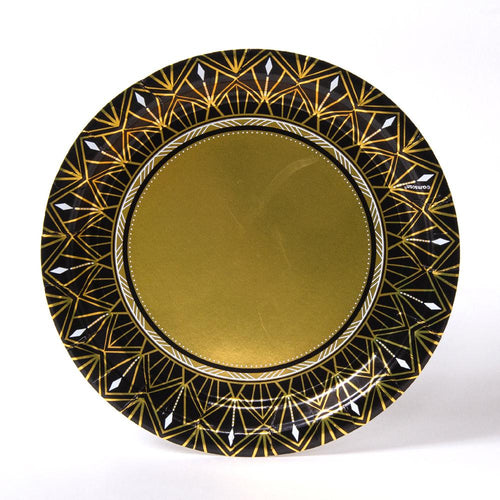 A round art-deco style party plate for 20's themed parties and movie nights