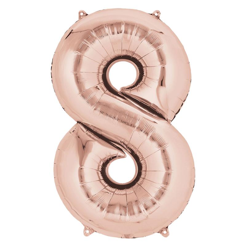 Air-Fill Rose Gold 16" Number Party Balloon 8